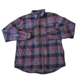 Orvis Men's Big Bear Plaid Heavyweight Flannel Shirt Red Black Size M